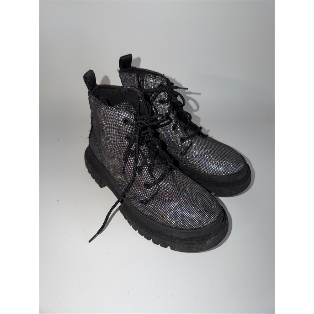 NWT Zara Baby Girl Holographic Iridescent Rainbow Black Ankle Boots Eu‎ 33